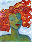 Red Hair Blue Skys (2005)<br />
12" x 16"<br />
Acrylic on Canvas<br />
For Sale in Etsy Shop