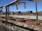 Another view through the old box cars.