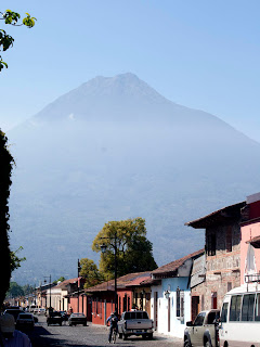 Street scene in Antigua with Vulcan Aqua, Guatemala. Photos by TOM HART