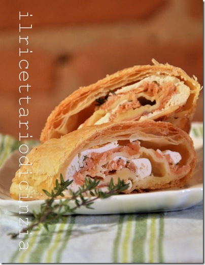 strudel al salmone, ricotta e timo