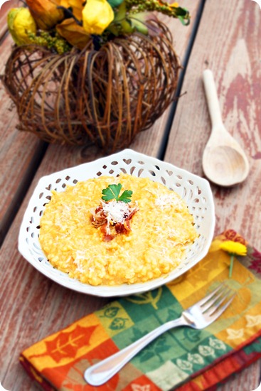 Creamy Pumpkin Risotto with Bacon and Parmesan