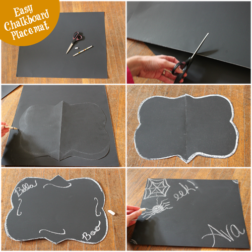 chalkboard placemat from black poster board