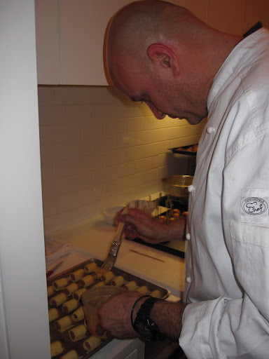 Chef Pierre Schaedelin preparing appetizers.