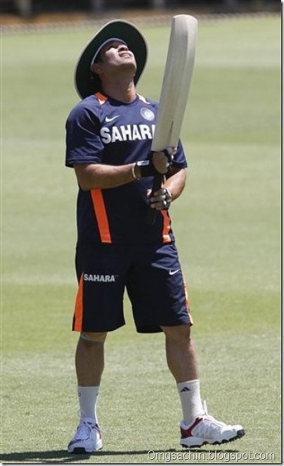 India's Sachin Tendulkar takes part in a training session at the WACA in Perth, Australia on Wednesday, Jan. 11, 2012. Australia will play India in the third test starting Jan