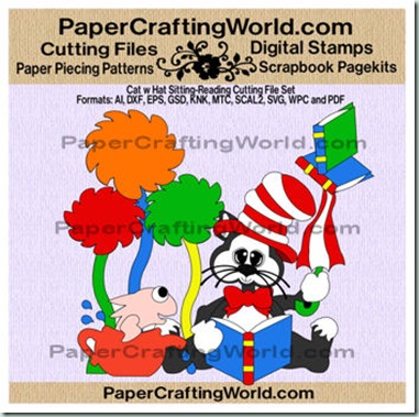 cat w hat sitting-reading papered-cf-350