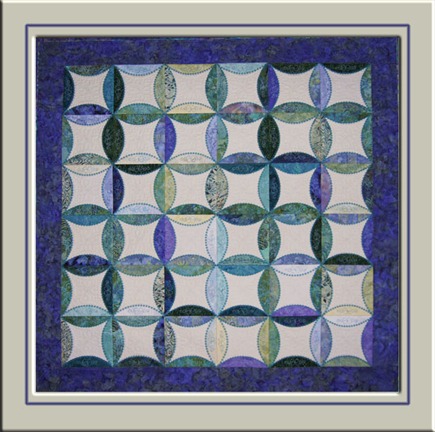 Orange Peels in Purple and Turquoise - designed in 5D QuiltDesign System Appelsinbåter i lilla og turkis