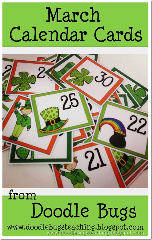 Doodle Bugs Teaching {first grade rocks }: March Calendar Cards {free