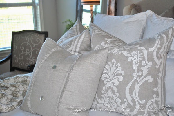 Beautiful Grey Gray fluffy pillows on bed. Burlap ruffle pillow cover.jpg Beautiful Grey Gray fluffy pillows on bed Burlap ruffle pillow cover