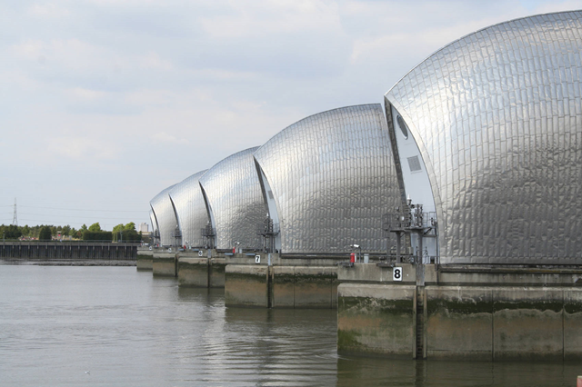 The Thames Barrier prevents flooding along the Thames River in England. There is significant risk of London being hit by a devastating storm surge in the Thames estuary by 2100 that could breach existing flood defences and cause immense damage to the capital, a study of global sea-level rise has found. Photo: Jason Walton / iStockPhoto.com