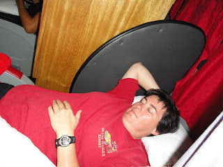 Completely laid down seat.