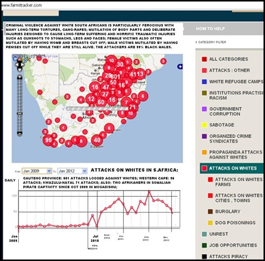 WHITES ATTACKED SA JAN2009 TO JAN11 2012 MAP FARMITRACKER COM