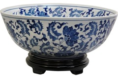 blue and white Chinese decorative fruit bowl