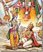 Krishna speaking to Arjuna