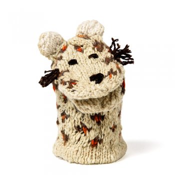 FOR TODDLERS
This Leopard Hand Puppet is handknit by a collective of knitters in rural Kenya. The puppet is made out of wool colored with natural vegetable-based dyes.