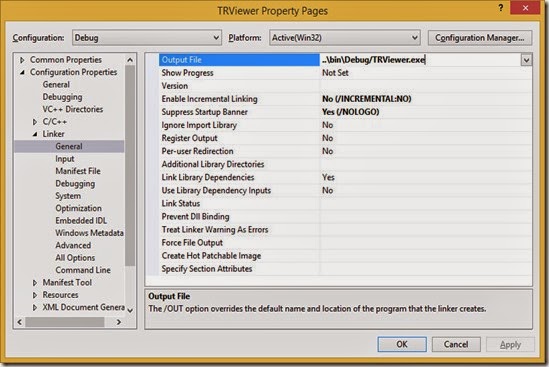 Linker Output File setting Linker Output File setting
