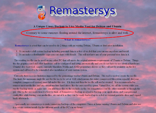 remastersys is back