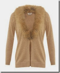 Miss Selfridge Sand Faux Fur Collar Cardigan Miss Selfridge Sand Faux Fur Collar Cardigan