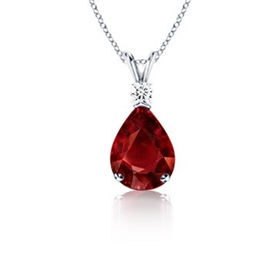 Pear Ruby and Diamond V-Bale Pendant