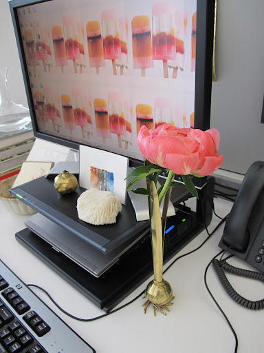 I try to keep the bud vase filled -- this bloom was a cast-off from a recent photo shoot.