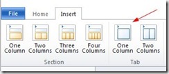 one column tab