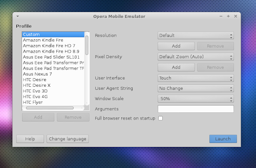 Opera Mobile Emulator - Launcher