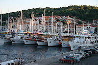 Boats lined up in port - ours was the fifth one out