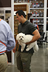 It's a really cute dog staring right at us!  But what's he doing here?  I thought we had the exclusive run at Home Depot!