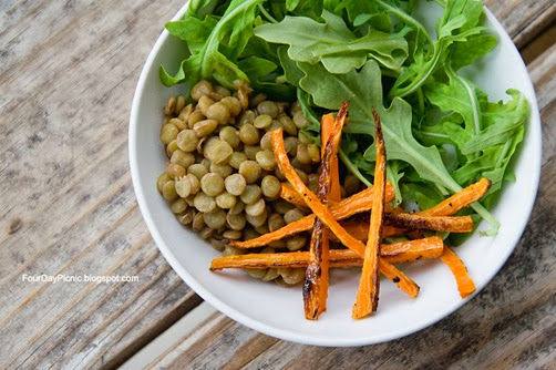 lentil roasted carrot arugula salad