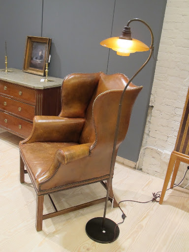 This leather wing chair is 19th Century Swedish design.