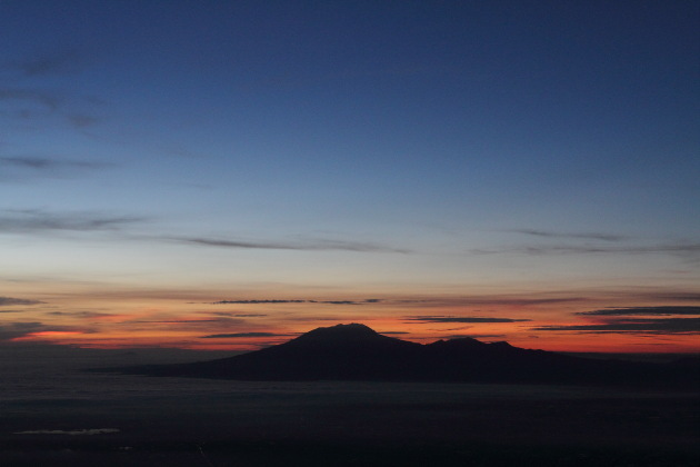 Sunrise over the volcanoes of Central Java, Indonesia