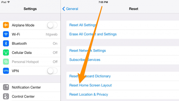 reseteaza iOS home screen default