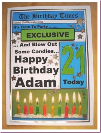 21st Birthday Newspaper Card 21st Birthday Newspaper Card