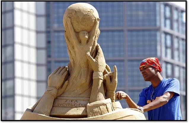 Statues of Lord Ganesha, Budha , Jesus and many more made up of Sand