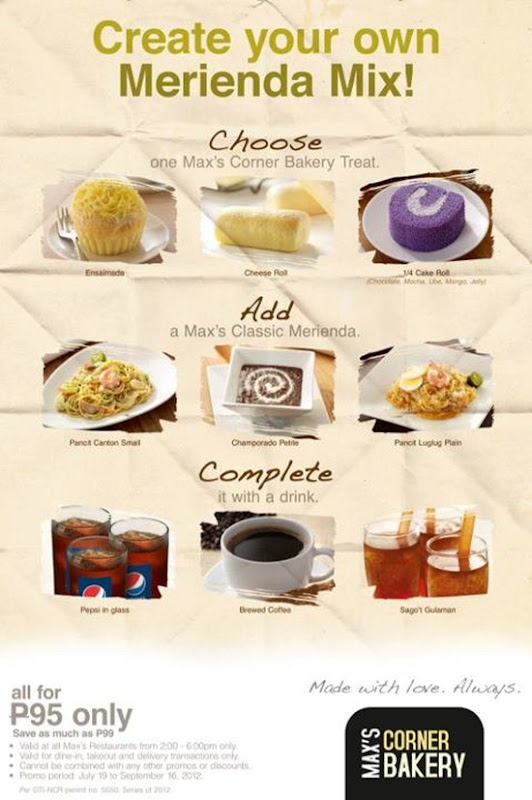 Max's Merienda Mixes Menu