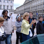 Learning about Warsaw from Tamara, while we try to stay conscious