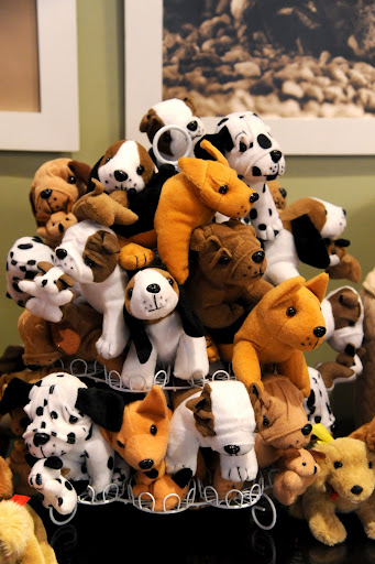 I placed these small plush dogs from Oriental Trading on a cupcake stand as one of the decorations at the party.