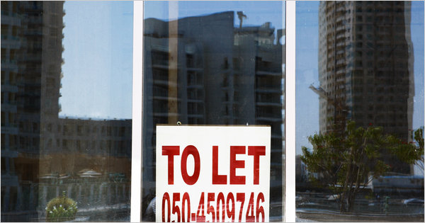 'To Let' and 'For Rent' signs, like this one at the Dubai Marina, are common since the real estate collapse. Lee Hoagland for the International Herald Tribune