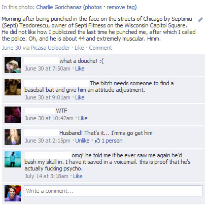 Facebook comments after I posted a photo of my lip the morning after being punched by Septi Teodorescu Septi-Teodorescu.jpg
