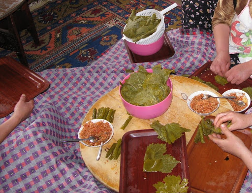 Loving the grape leaves' particular shade of green.