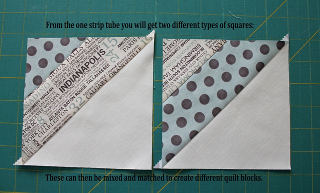 How to make a strip tube quilt - a jelly roll quilt tutorial by Andy of A Bright Corner