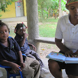 Diana and Fani listening to the story.