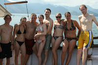 The El Misti crew, on a boat in Ilha Grande! Left to RIght is Stewart, Francis, Marcus, Lynette, Me, Jaqueline, Cindy and Marco.