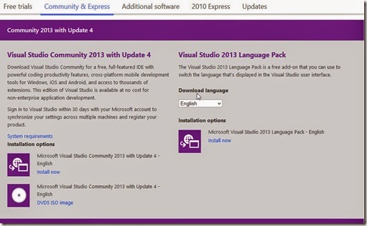 Download Visual Studio 2013 Community Edition Download Visual Studio 2013 Community Edition