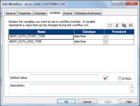 Informatica Workflow Variables