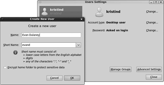 In Ubuntu, you can manage user and group accounts from the Users and Groups interface