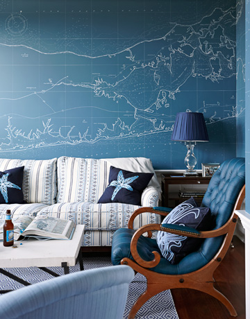 This blue map has the feel of the night sky. (decorpad.com)
