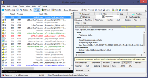 Free Fiddler Web Debugger 