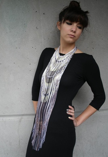 Long Fringe Necklace with Lao Sarong Print,£199,Finchittidafinch Long Fringe Necklace with Lao Sarong Print,£199,Finchittidafinch