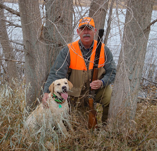 Dan with Brinkley after walking a field in South Dakota