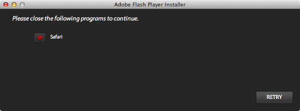 Adobe flash player close safari